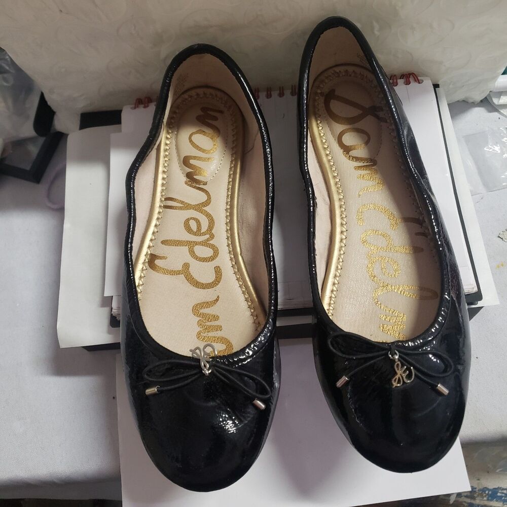 Sam Edelman Black Patent Felicia Ballet Flats Rounded toe Sz 6.5W #B1